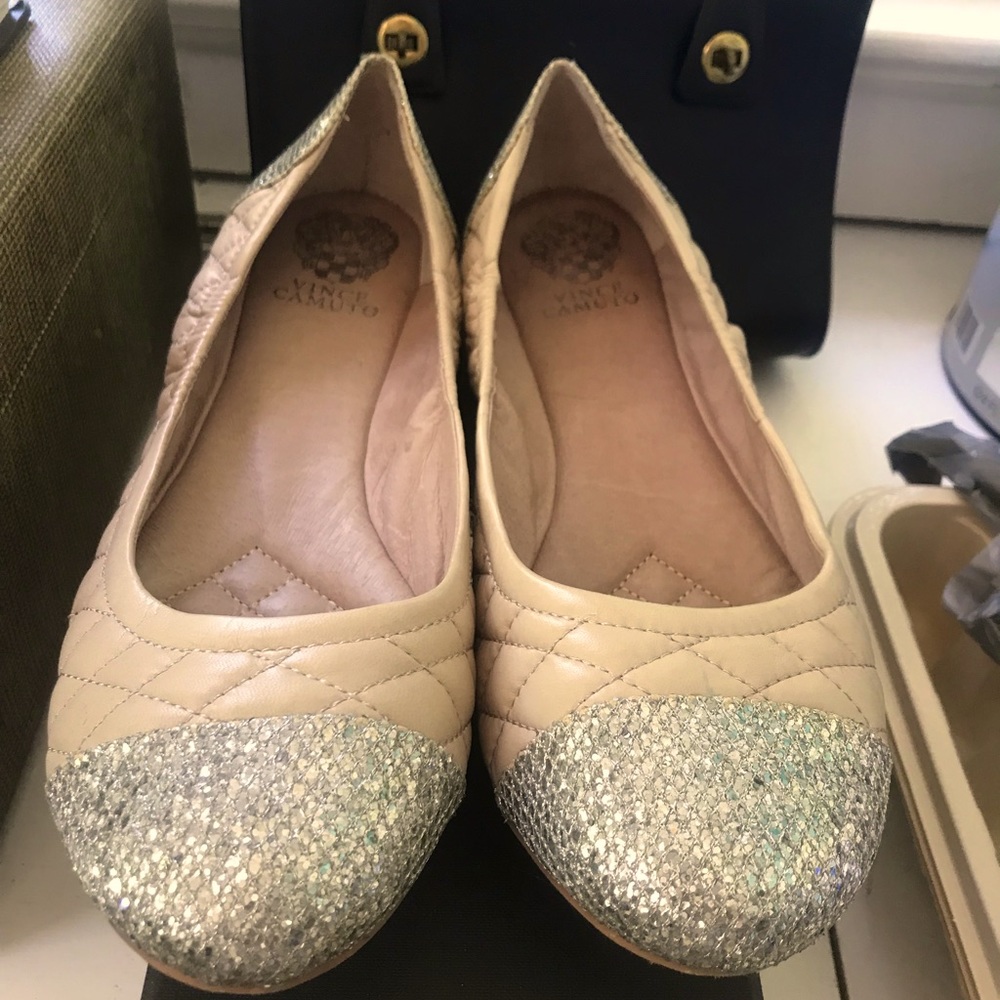 Vince Camuto Nappa/Net Glitter Flats 11.5